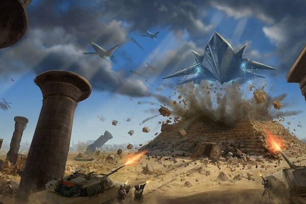 Aircraft attack on the Egyptian pyramids