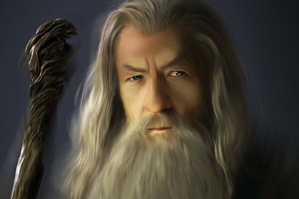 Art avec le magicien Gandalf avec le bâton