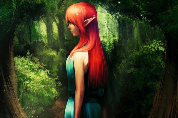 FANTASY rudowłosy dziewczyna elf