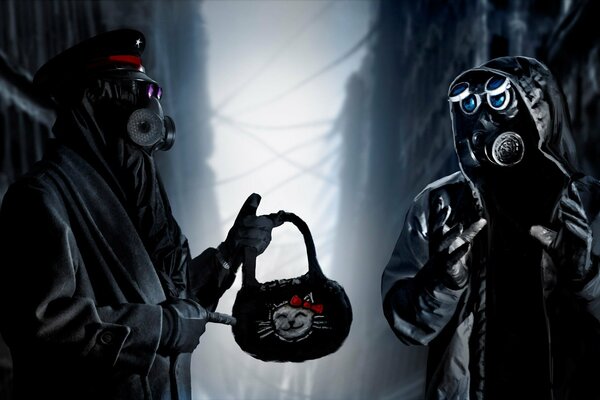 A date in gas masks apocalypse