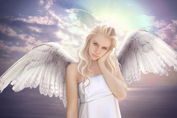 Beautiful angel blonde girl