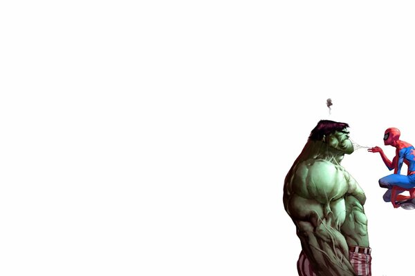 Bande dessinée Hulk et Spider-Man sur fond blanc