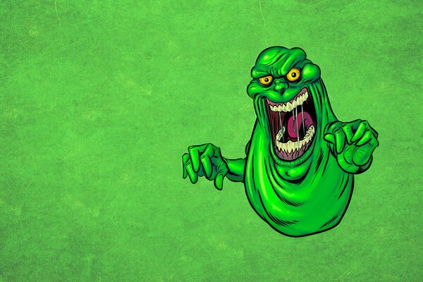 A green monster with an open mouth