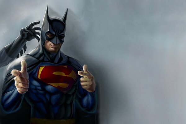 Rysunek Batmana. Szare tło i super bohater
