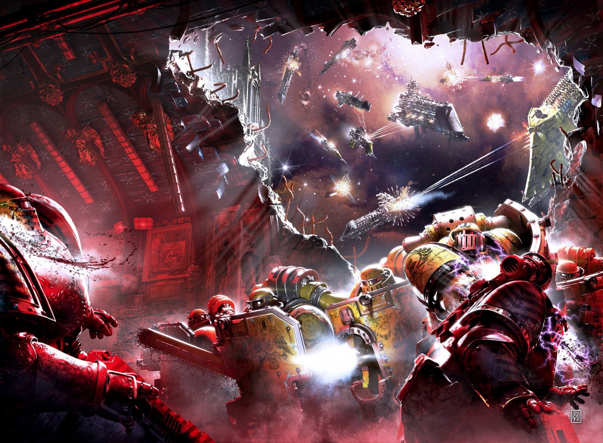 warhammer 40000 herejía de horus neil roberts sombras de traición puños imperiales nave espacial asalto batalla en el espacio naves