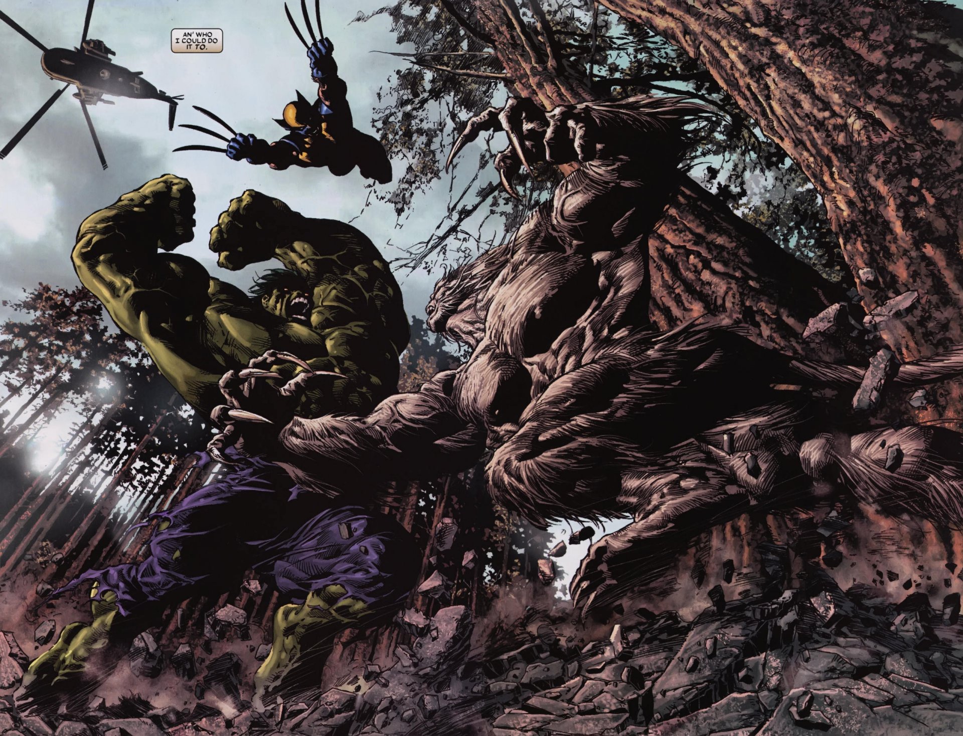 cómics marvel wolverine hulk superhéroes batalla cómic