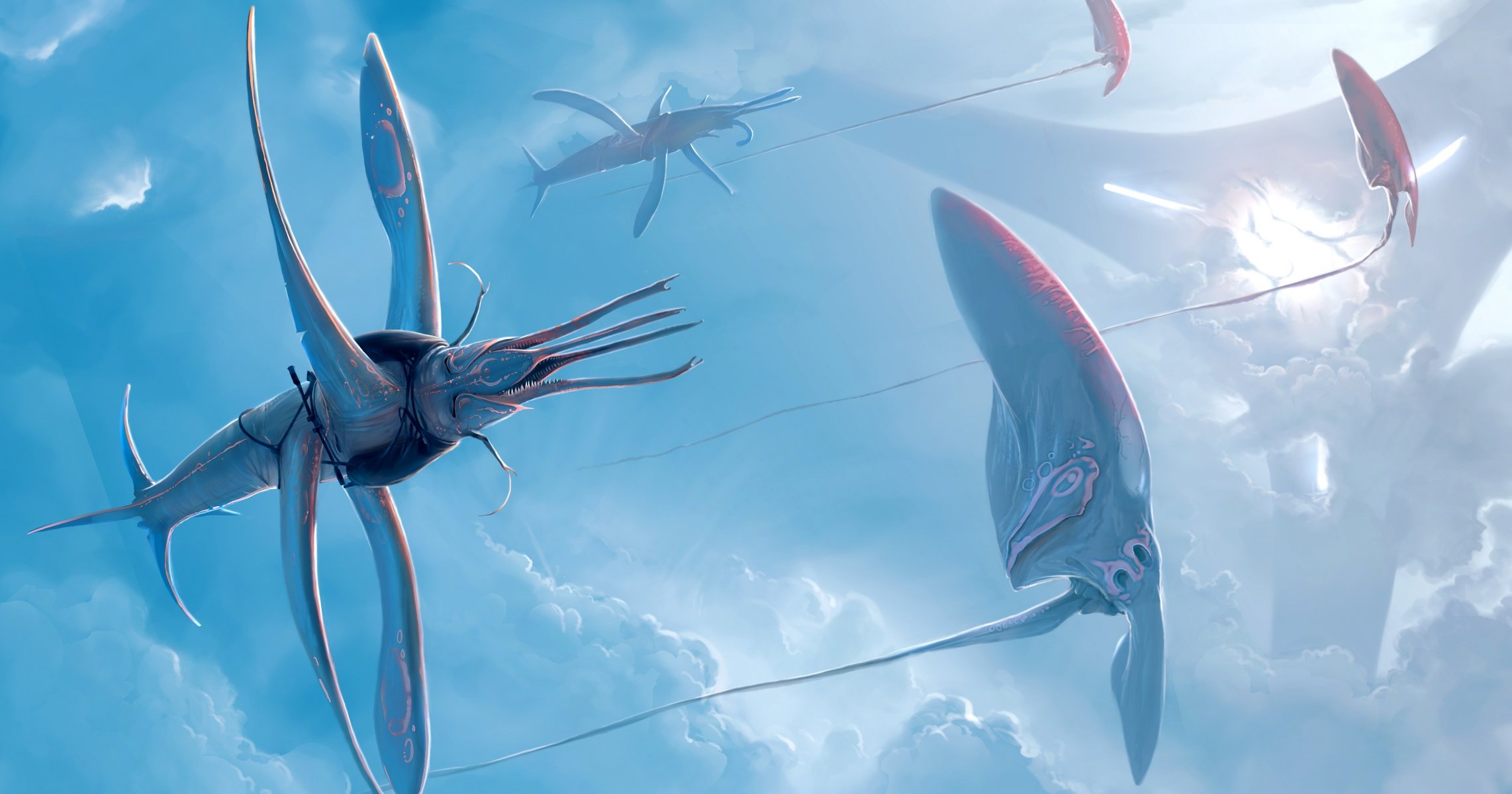 arte abiogenisis nel cielo creature volo tentacoli