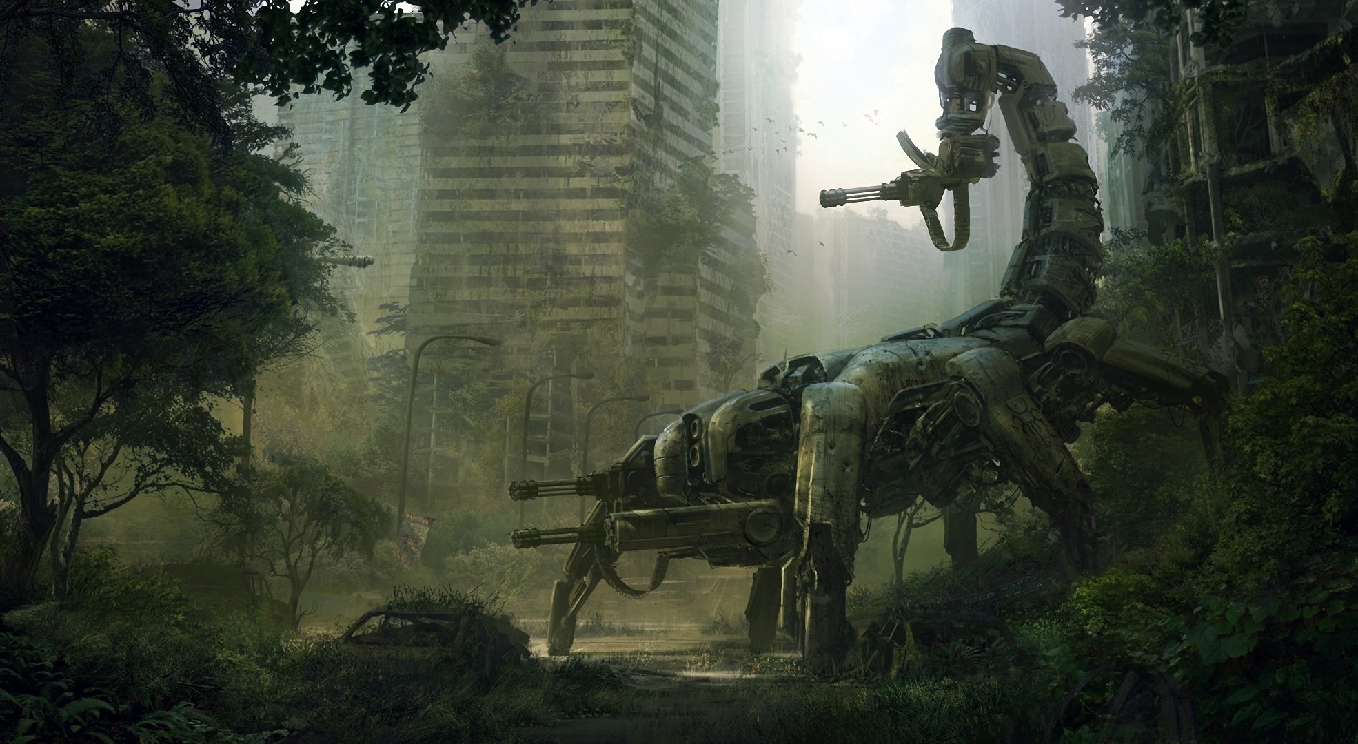 art andreewallin town machine robots weapon ruins scorpion