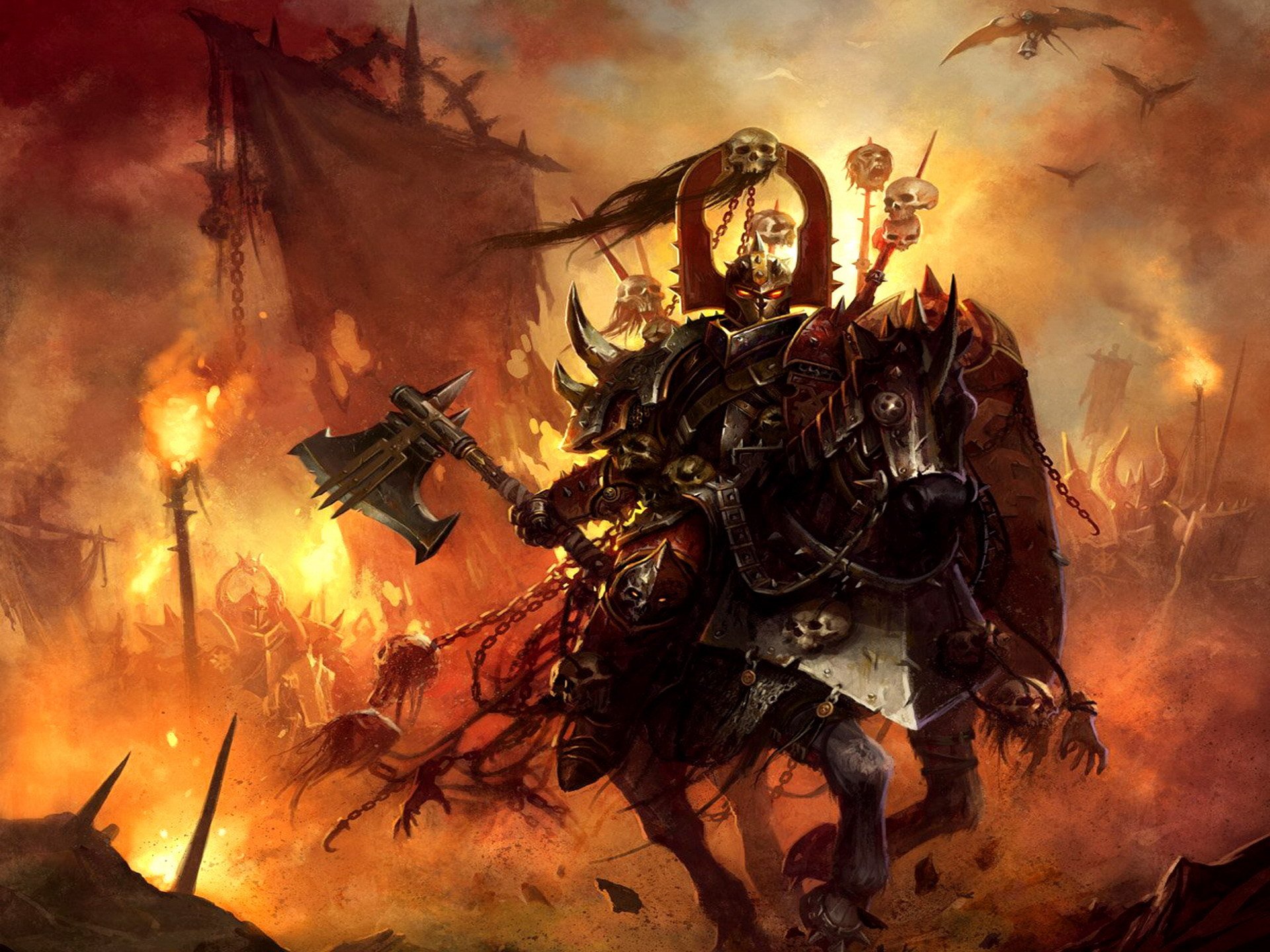 warhammer caos cavaliere guerriero campione di khorn