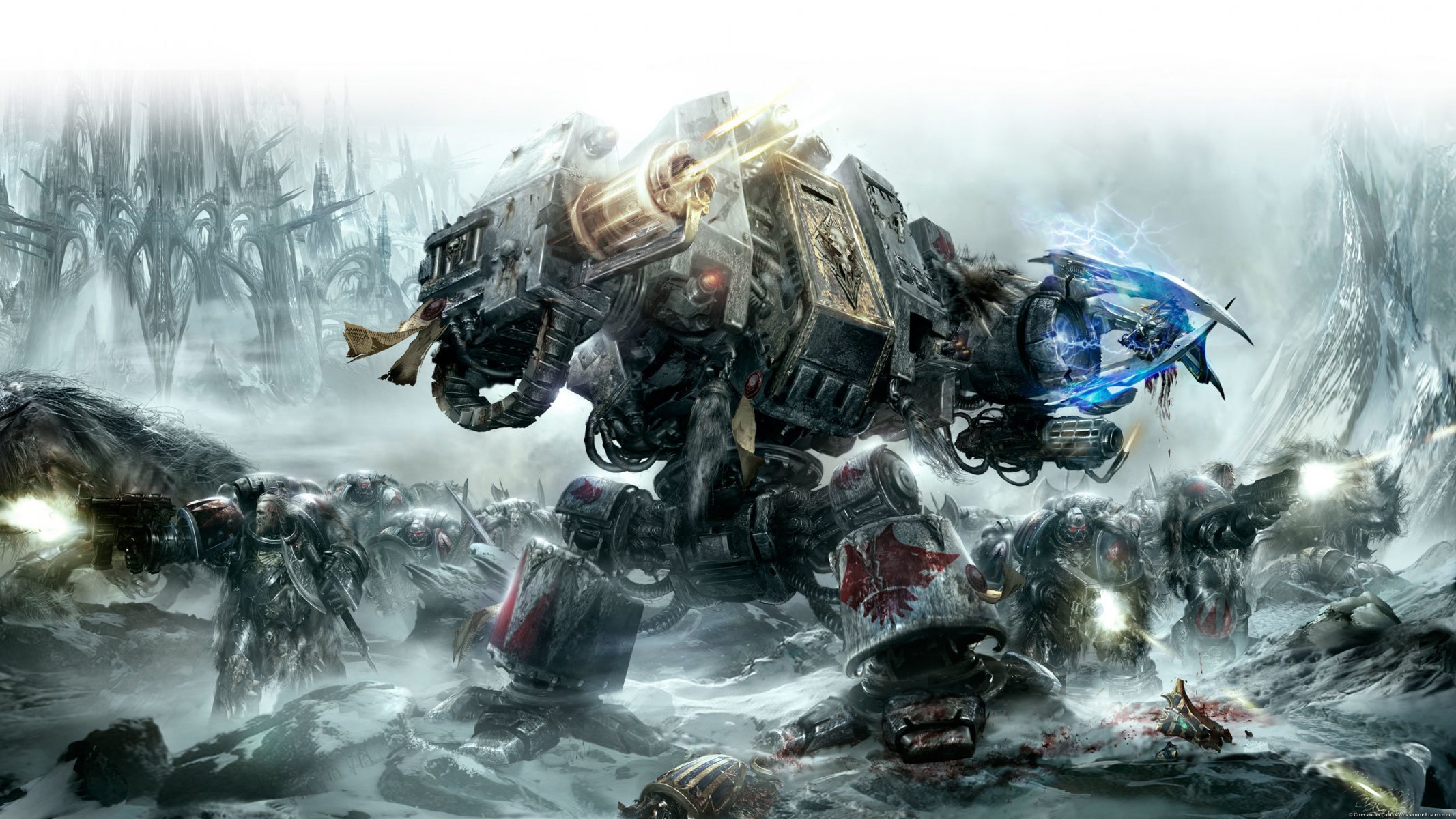 warhammer 40k space wolves space marines wolves dreadnought