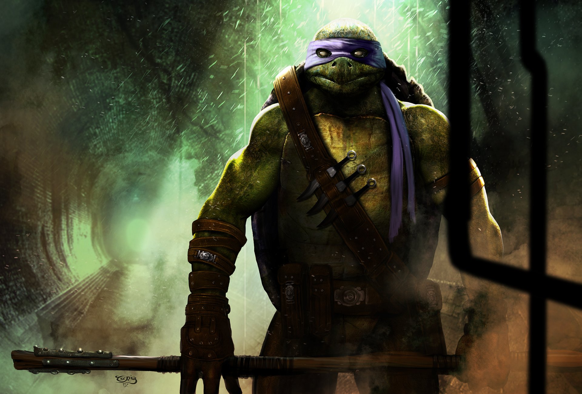 kunst ninja turtles donatello kanalisation stick