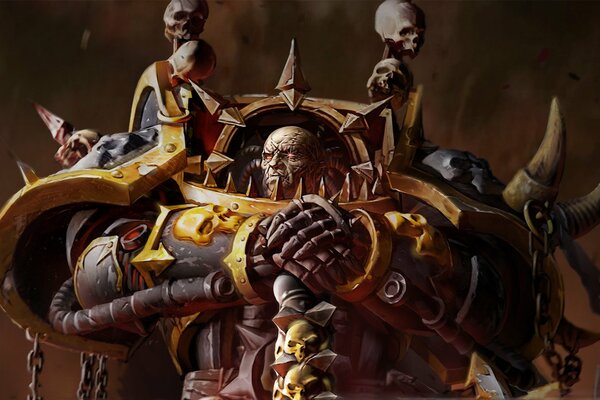 Warhammer space marines w zbroi z czerwonymi oczami