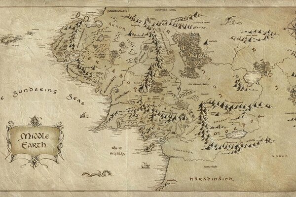 Map of Middle-earth from the Lord of the Rings