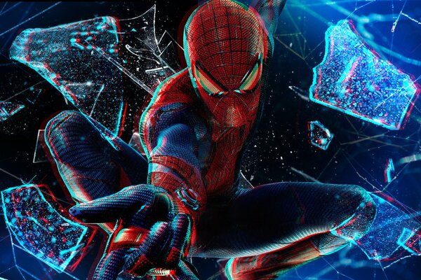 Spider-Man attraverso il vetro rotto