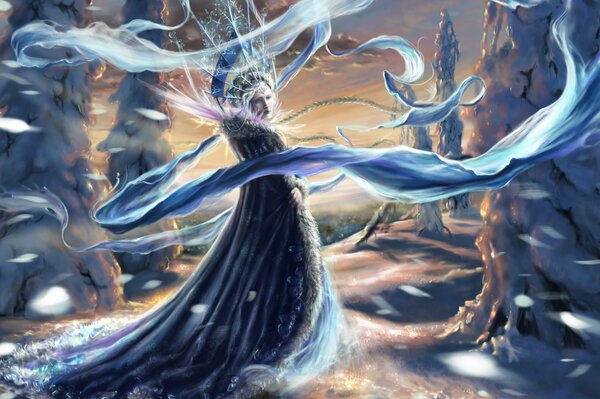 Art the snow queen in the ice kingdom