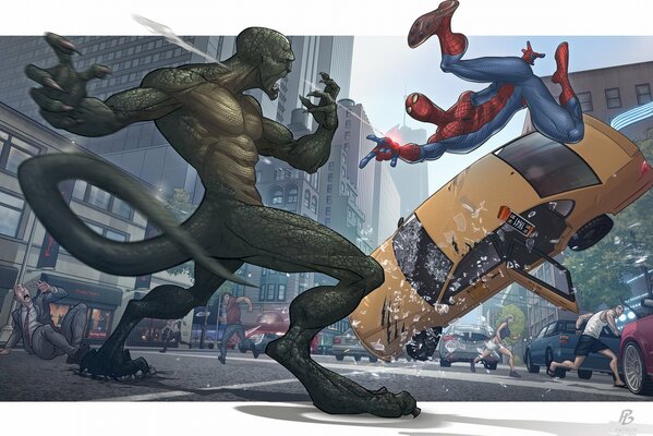 La battaglia di Spider-Man e Lizard