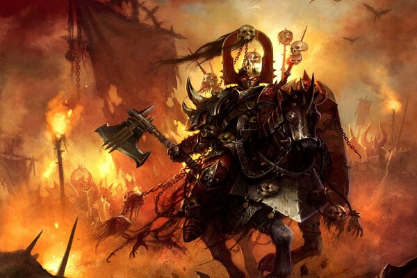 Champion Warrior of Khorne on Fire