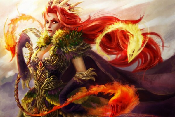 A girl with a whip of fire and red hair