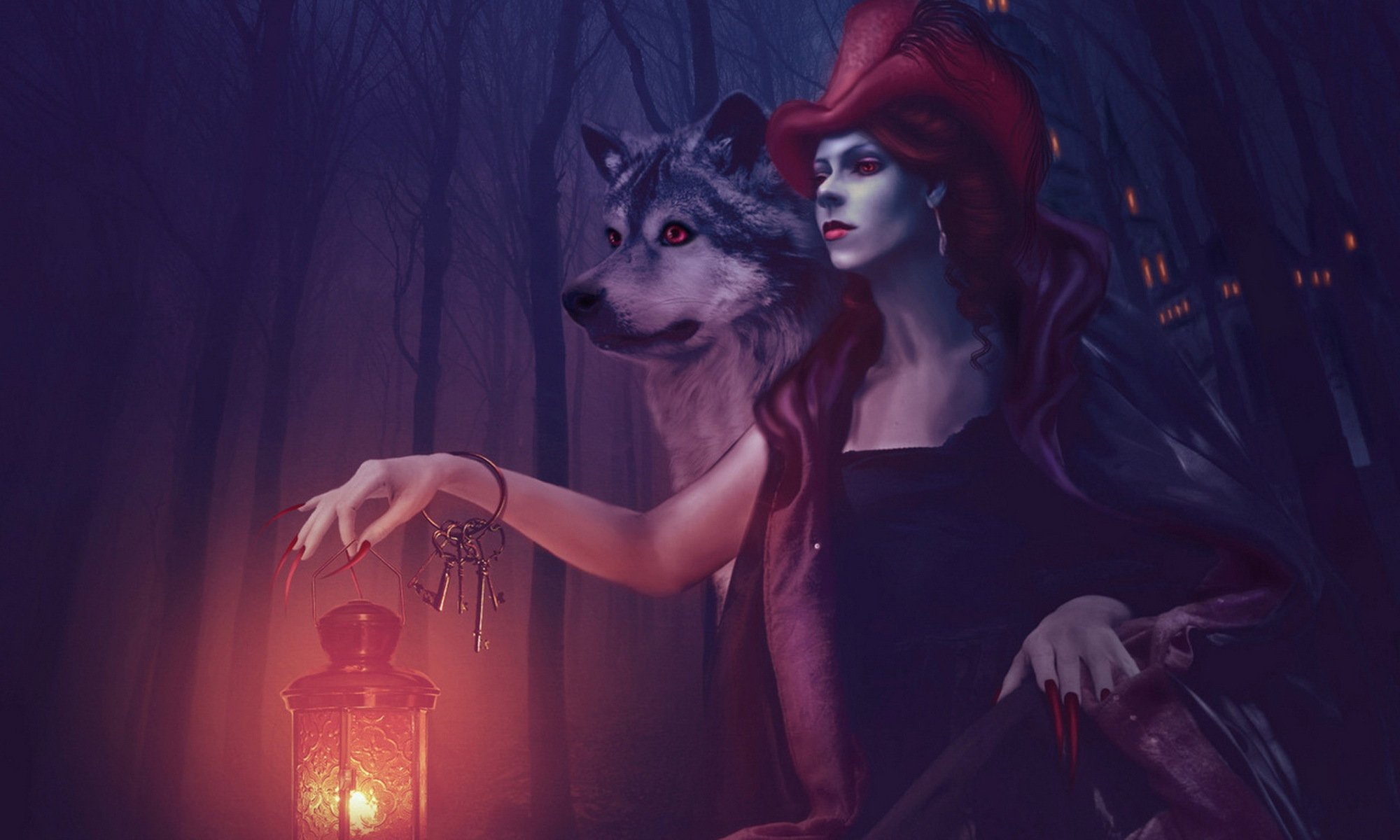 red riding hood wolf keys light