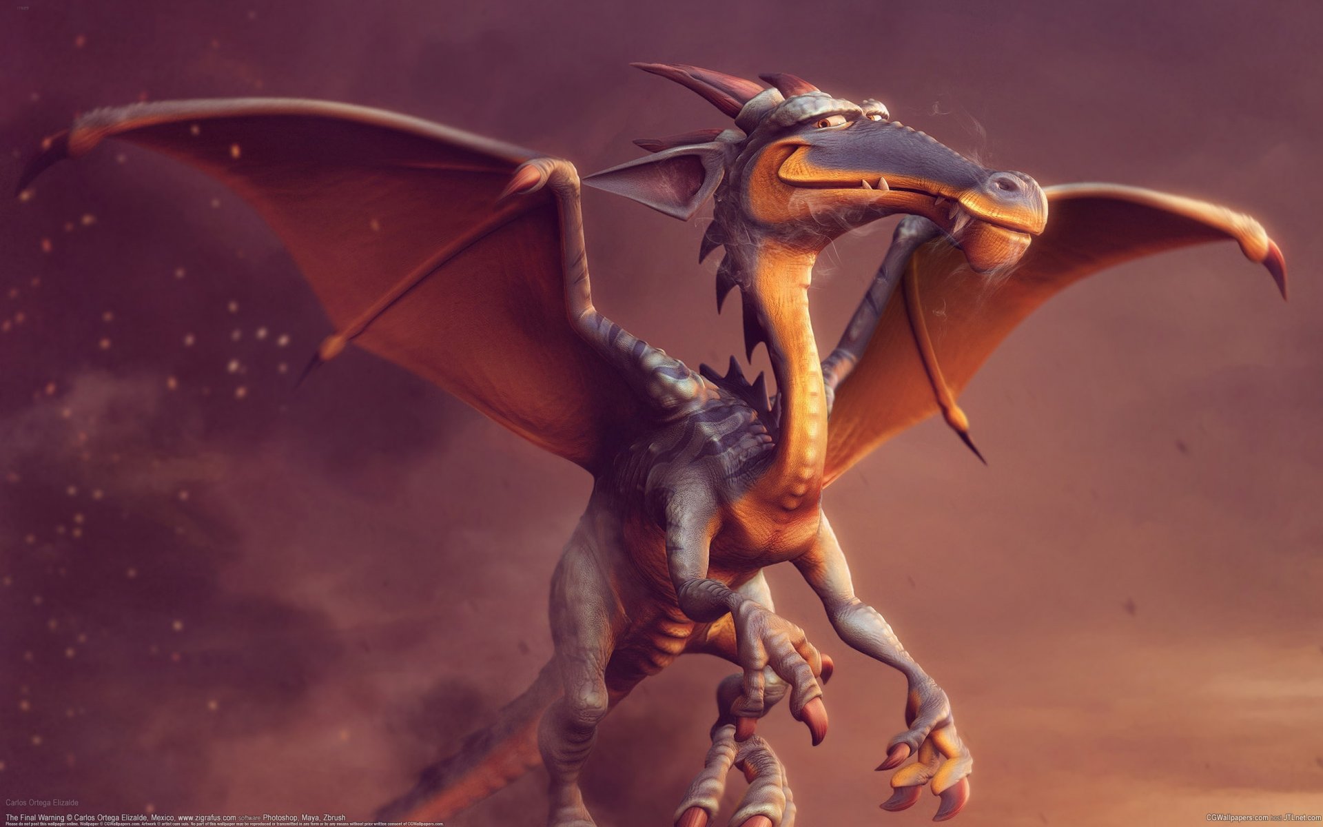 art carlos ortega elizalde dragon ailes fumée