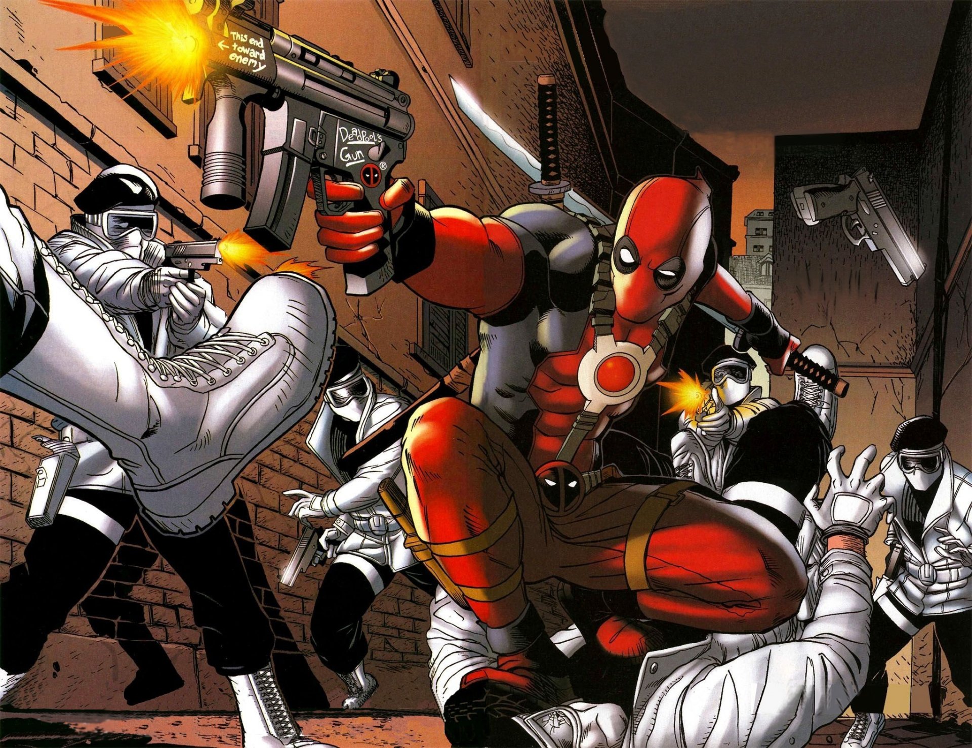 deadpool marvel bandes dessinées pistolet héros