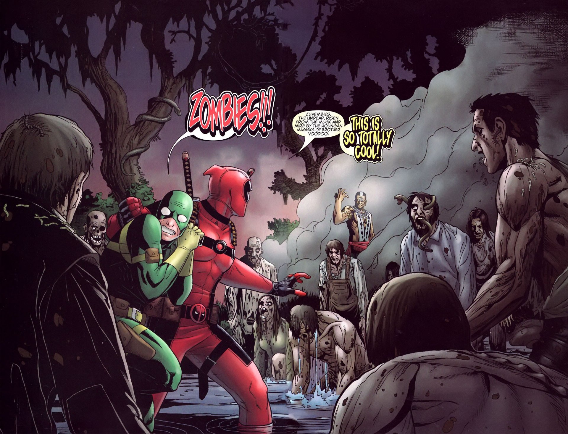 deadpool marvel bande dessinée pistolet ninja héros zombie bande dessinée horreur peur