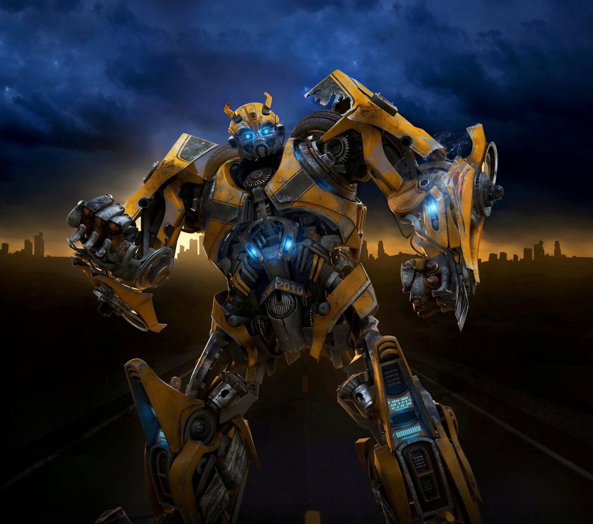 transformers 2 revenge of the fallen movie robots cars bumblbee camaro movie transformers bumblebee camaro autobots egypt desert night sky clouds road