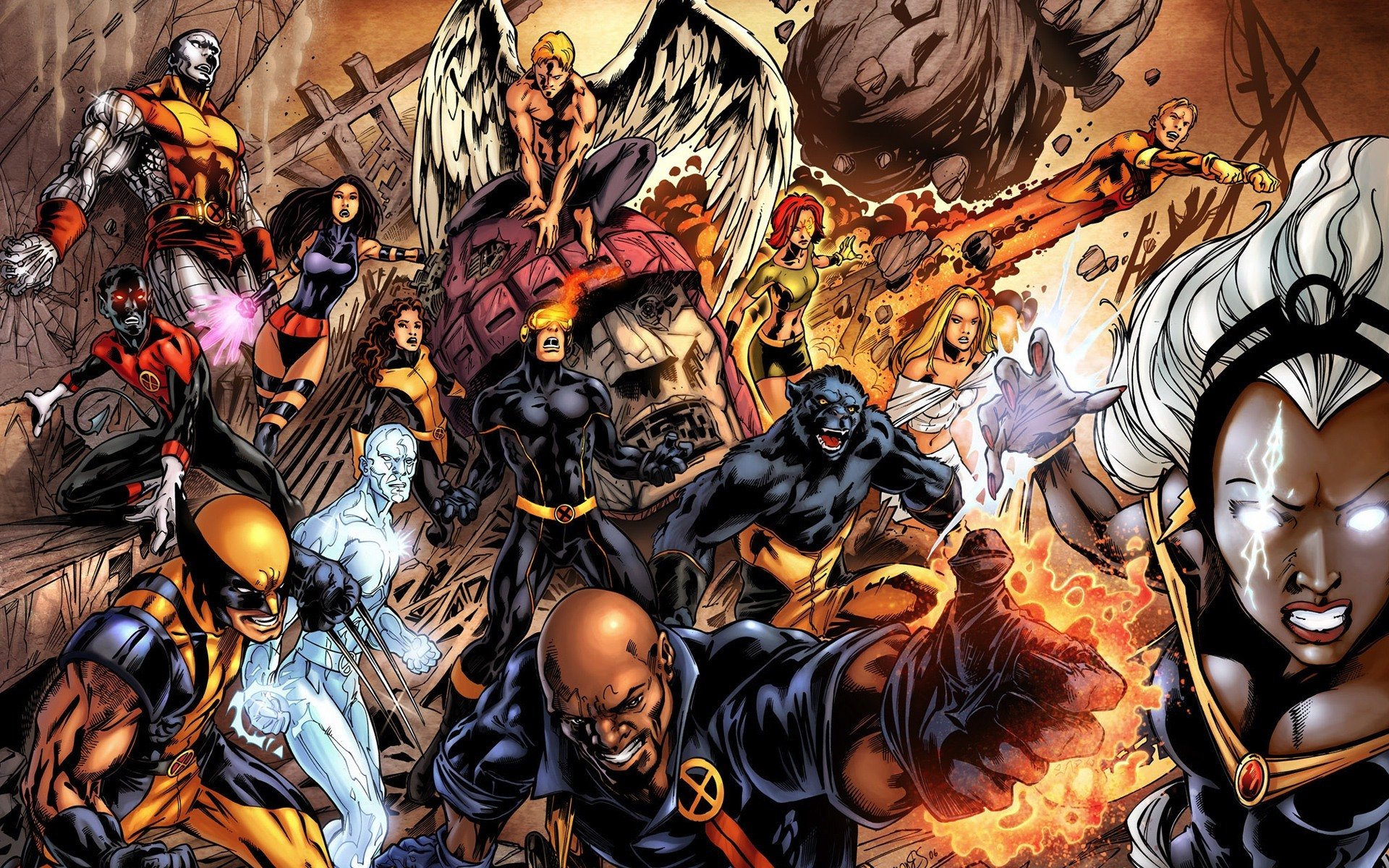 marvel cómics x-men tormenta wolverine hombre de hielo poco noche emma frost ángel cíclope jean grey superhéroes cómic