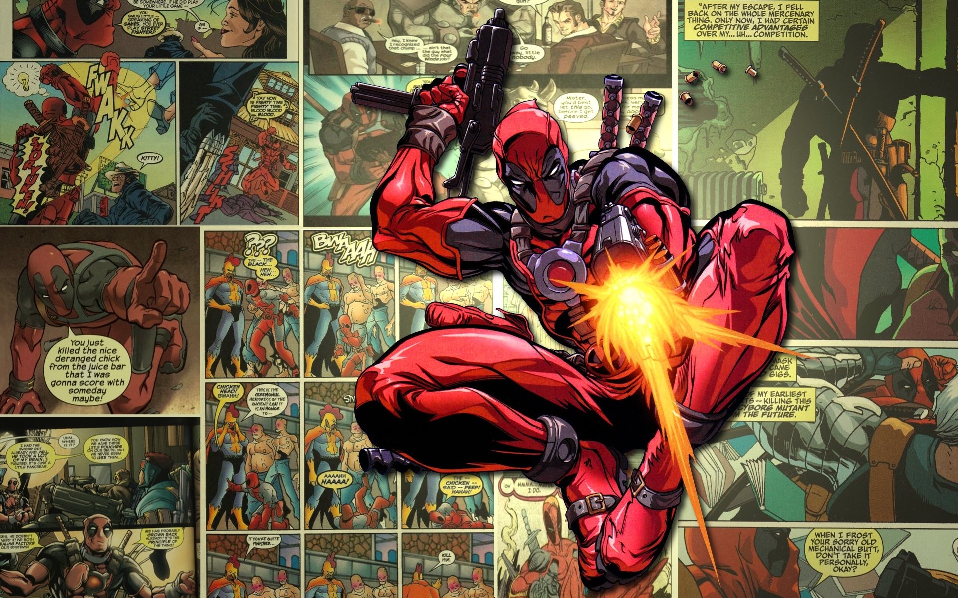 marvel cómics deadpool cómic super héroe armas disparos máscara