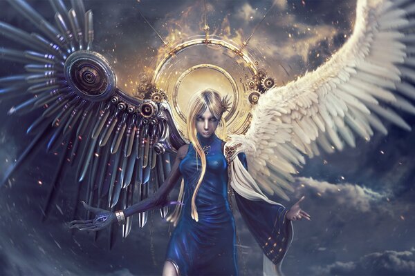 Dziewczyna ze skrzydłami anioła i demona