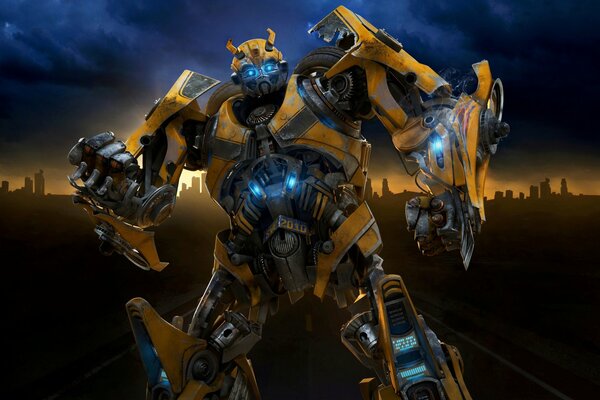 An epic picture of the transformer bumblebee