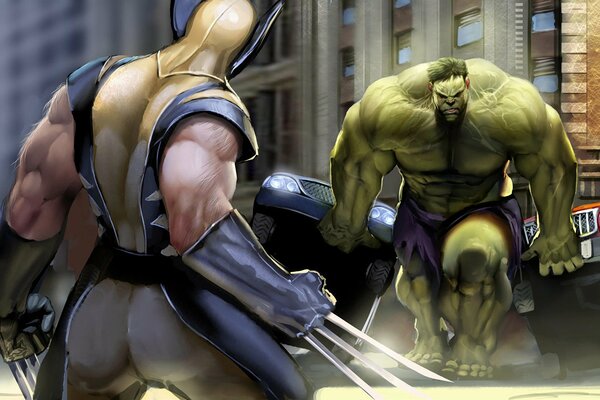 The confrontation between Wolverine and the Hulk