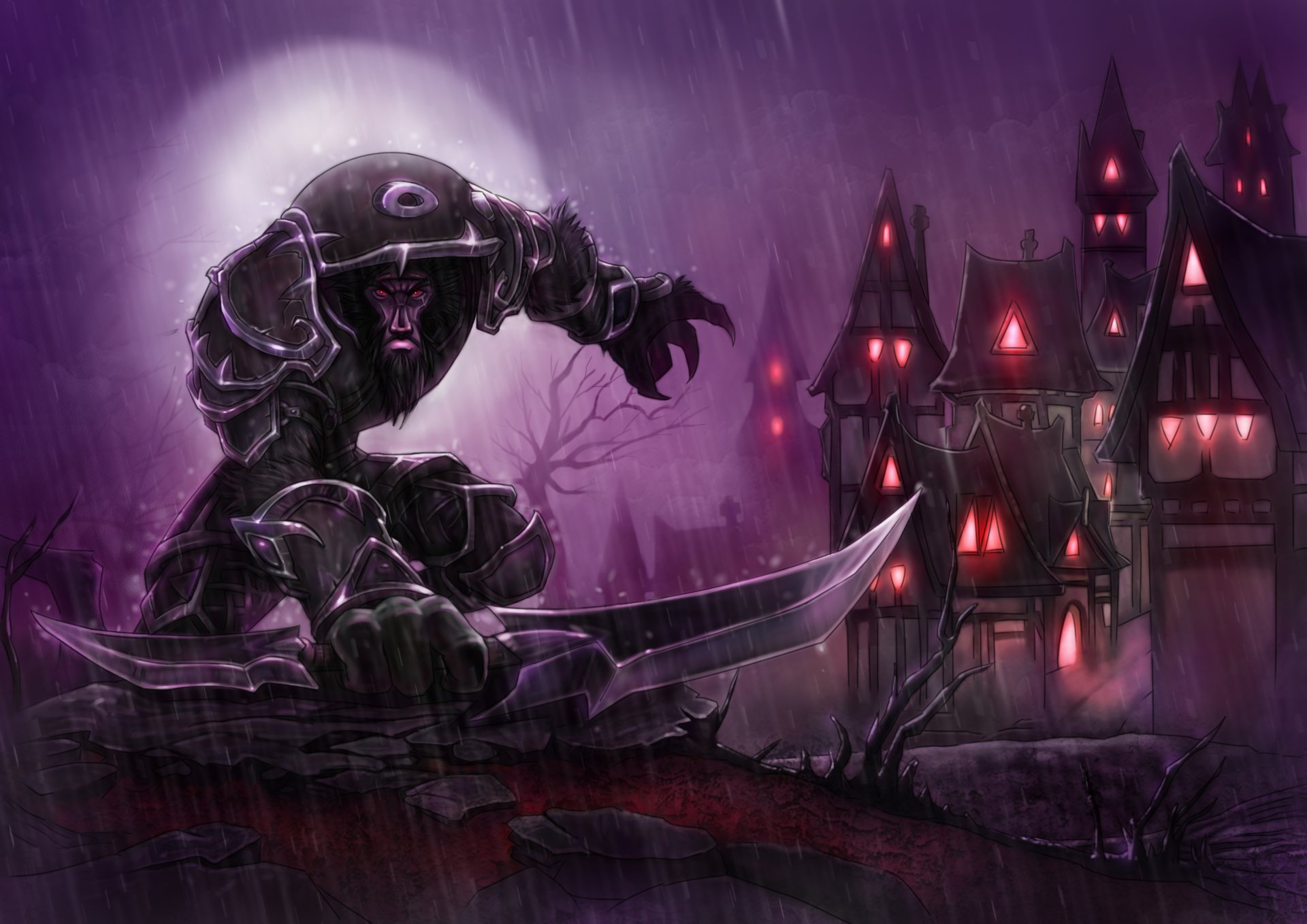 world of warcraft worgen voleur ville pluie guerrier