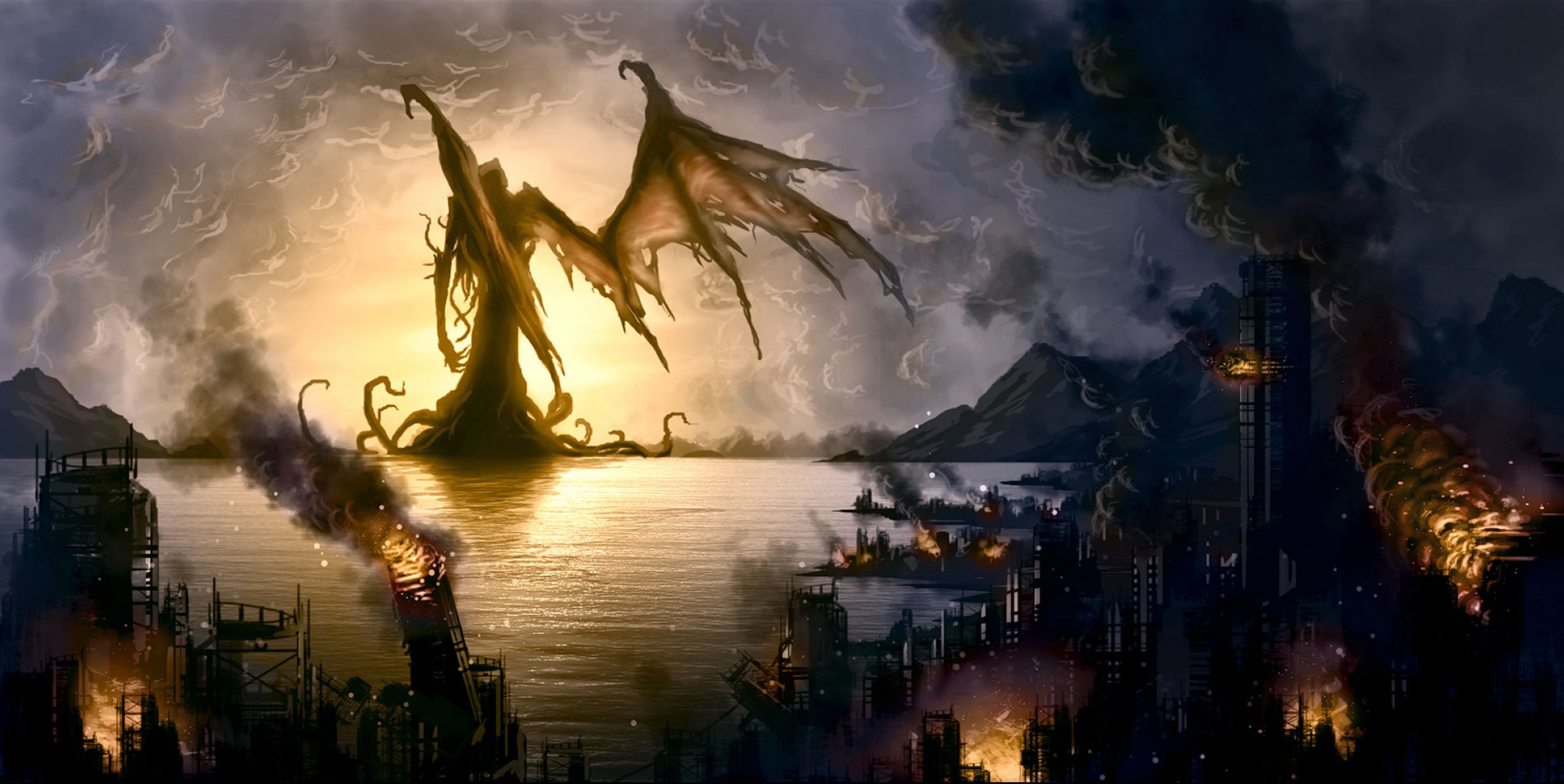 howard phillips lovecraft l appel de cthulhu monstre côtier ville destruction incendie baie