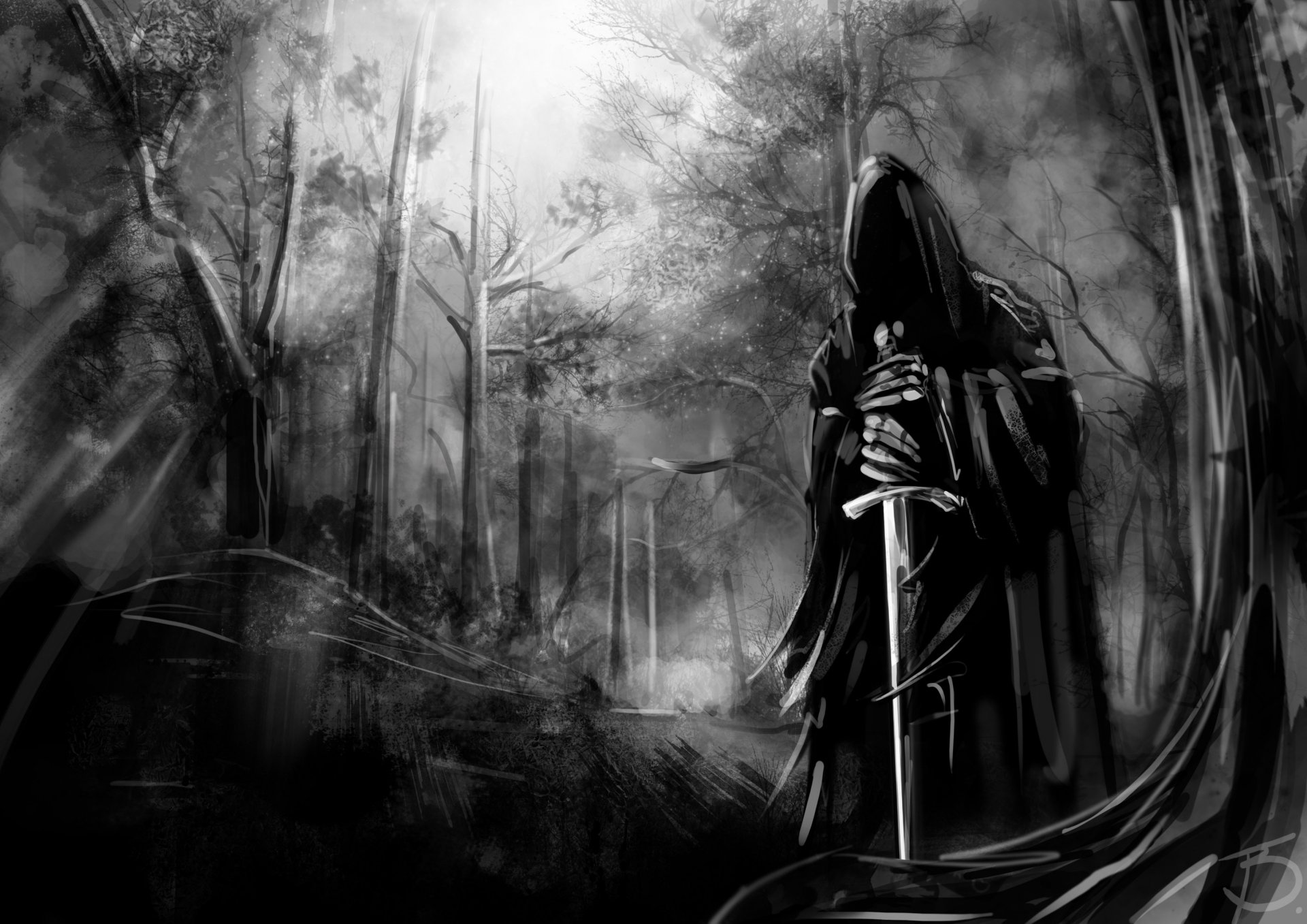 nazgul forest tree ghost nazgul sword nature dark wallpaper