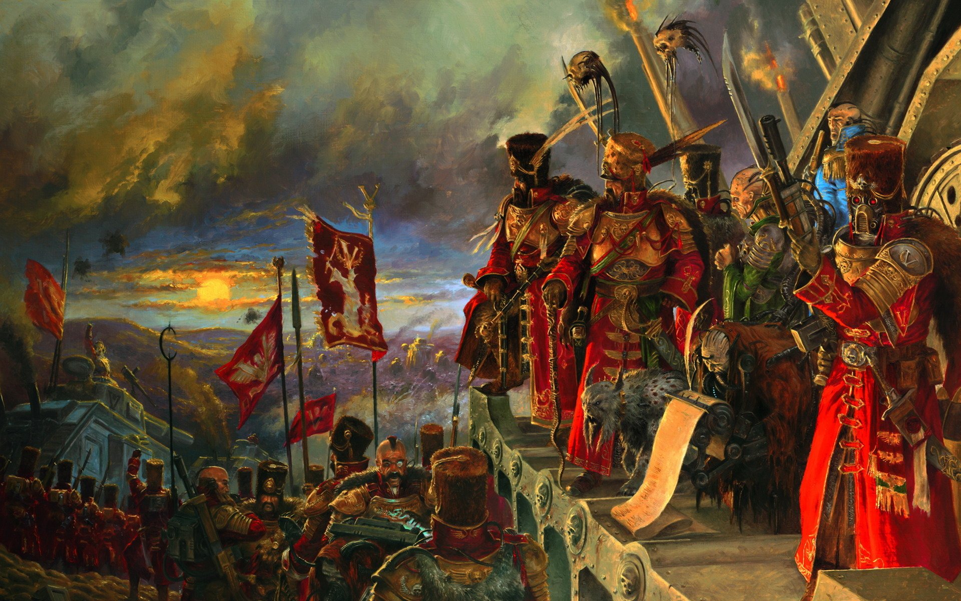 warhammer 40k armee kämpfer generäle horizont banner himmel