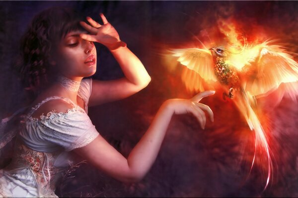 A girl and a shining firebird