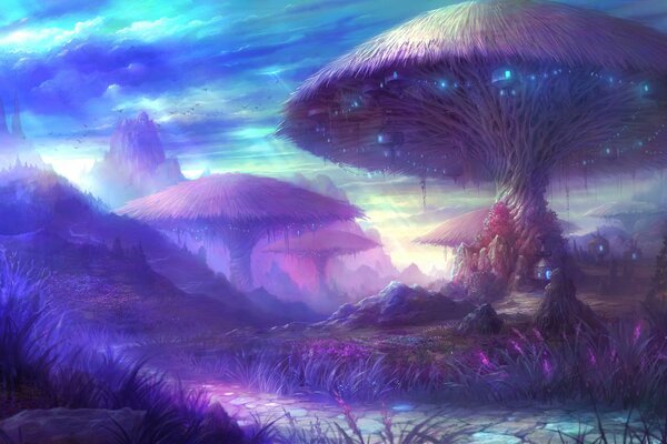 Fantasy planet. Mushroom City