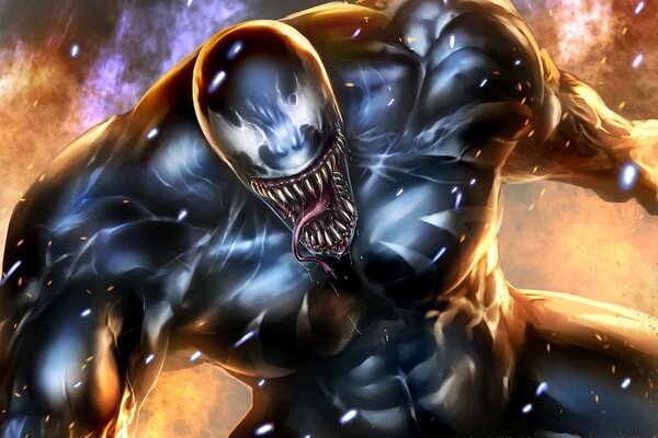 Venom is coming, mouth agape