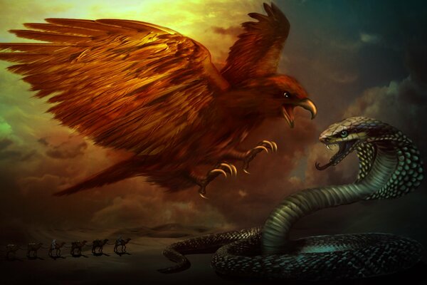 Pustynna Bitwa orła z wężem