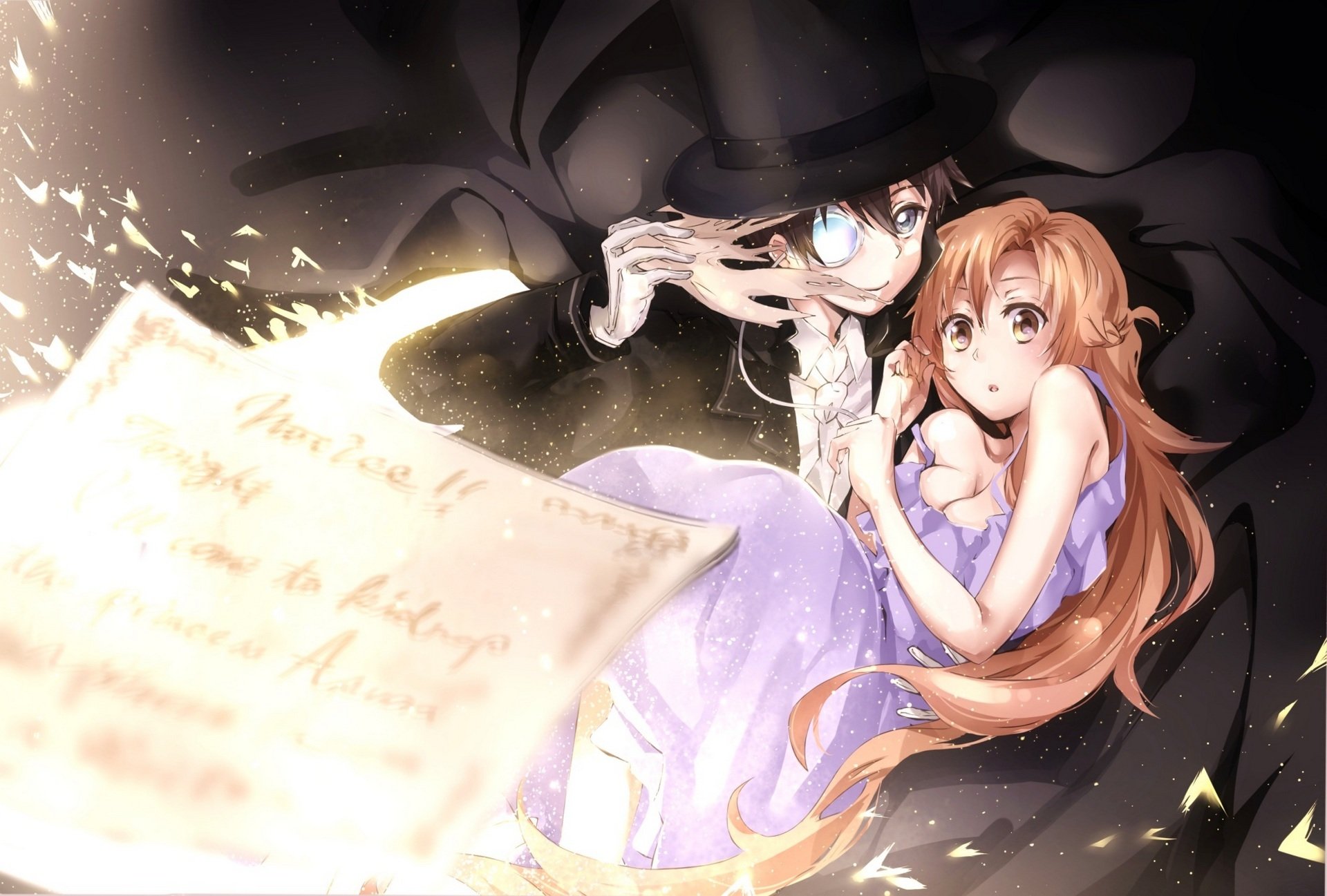 arte conone anime spada arte online kirigaya kazuto yuki asuna ragazza fidanzato magia foglia lettere