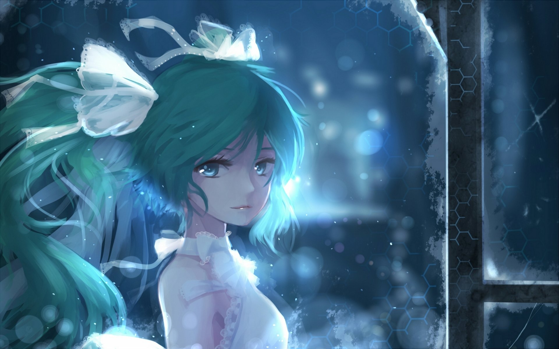 arte sena i chica hatsune miku arcos vocaloid nieve invierno anime