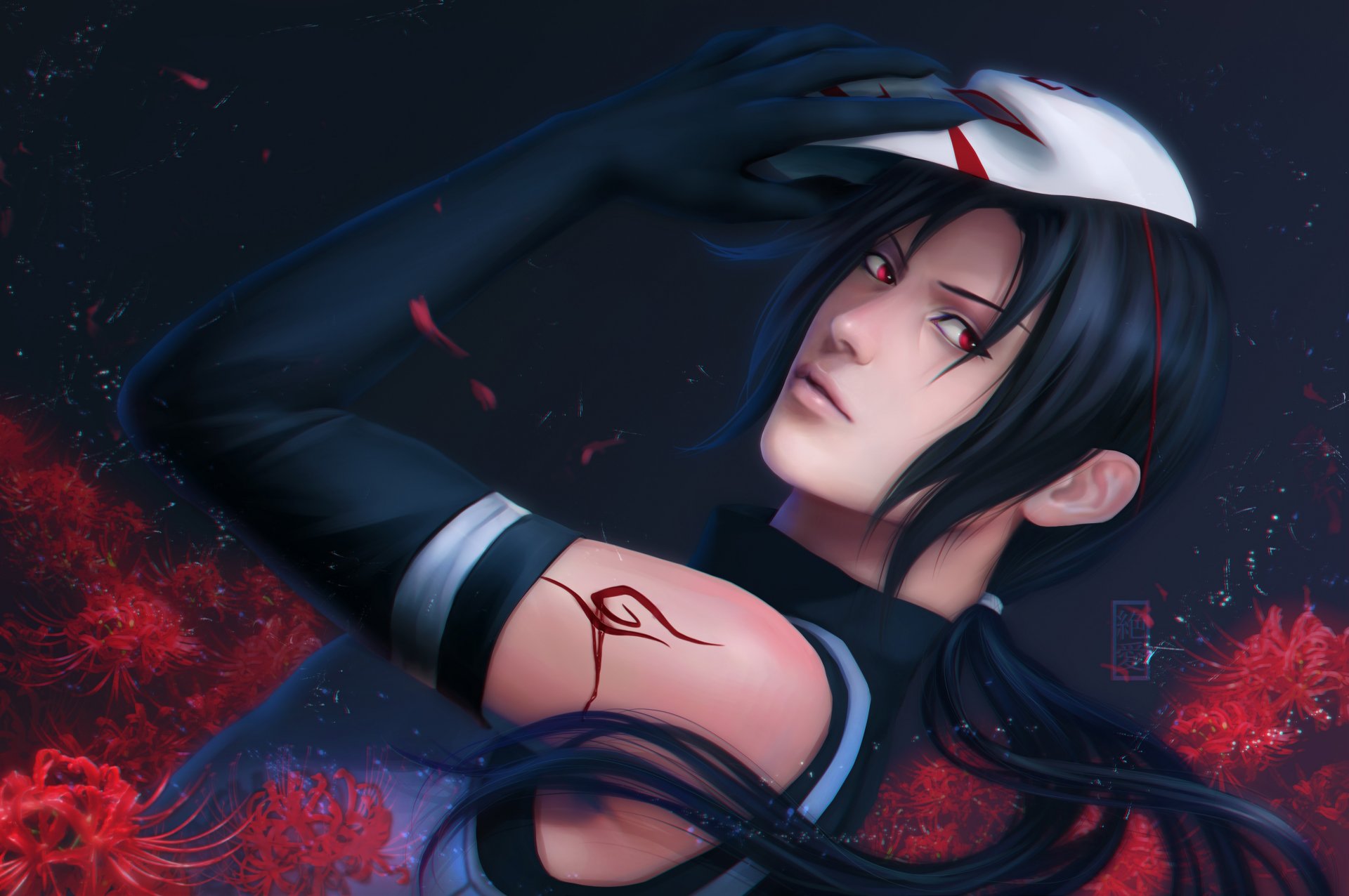 itachi uchiha anime arte naruto máscara mirada