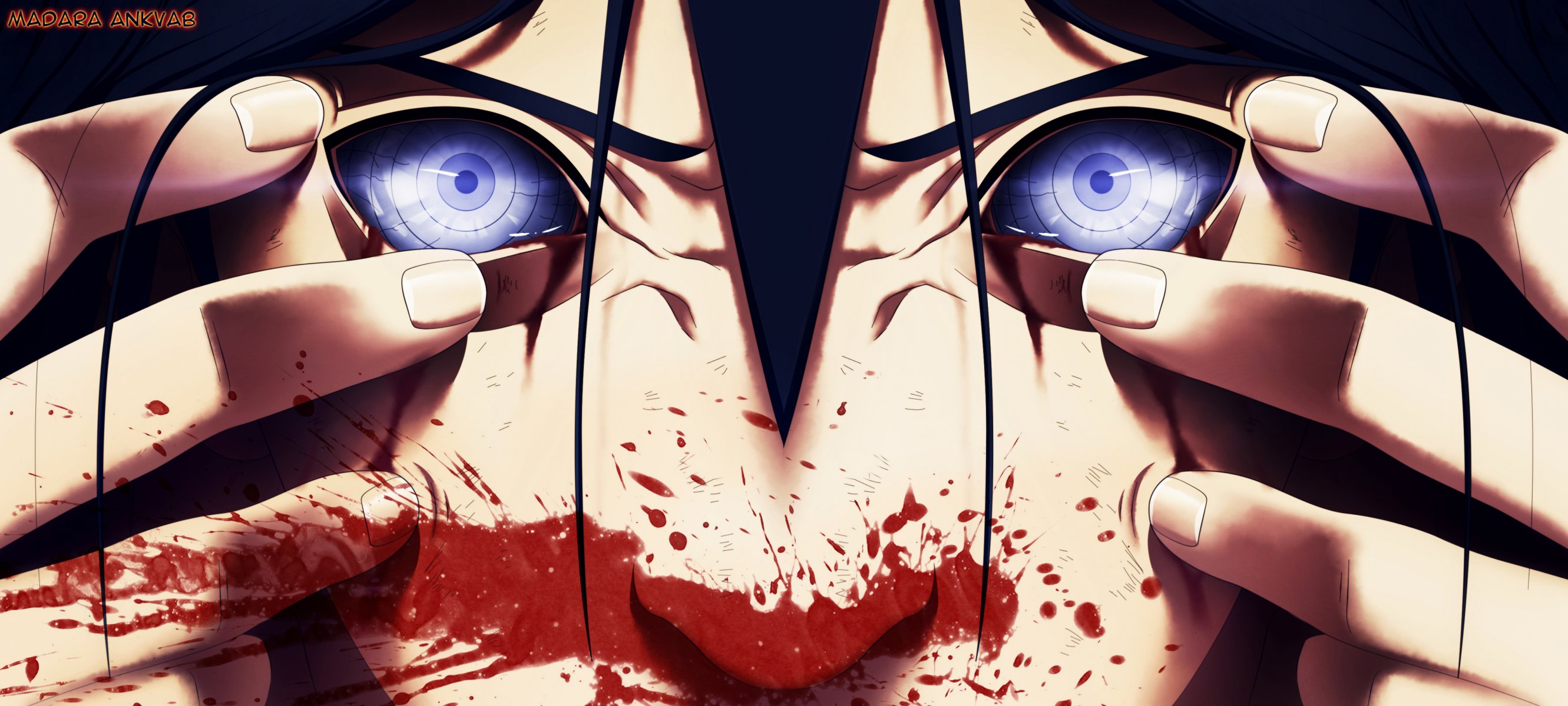 sztuka anime naruto uchiha madara oczy krew mężczyzna twarz