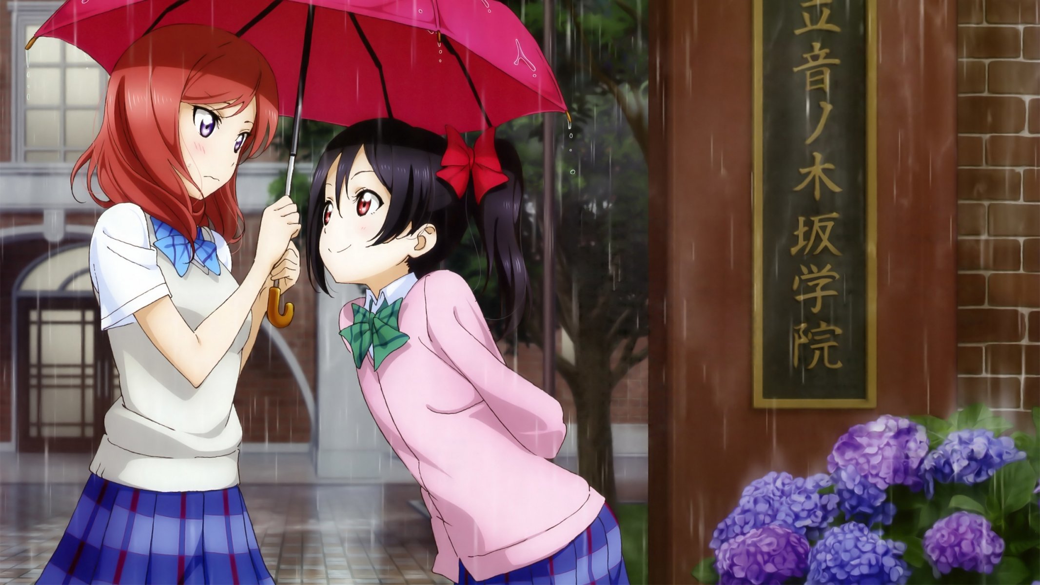 art murota yuhei anime amour en direct pas l école idol projet nishikino maki yazawa nico filles parapluie pluie écolière