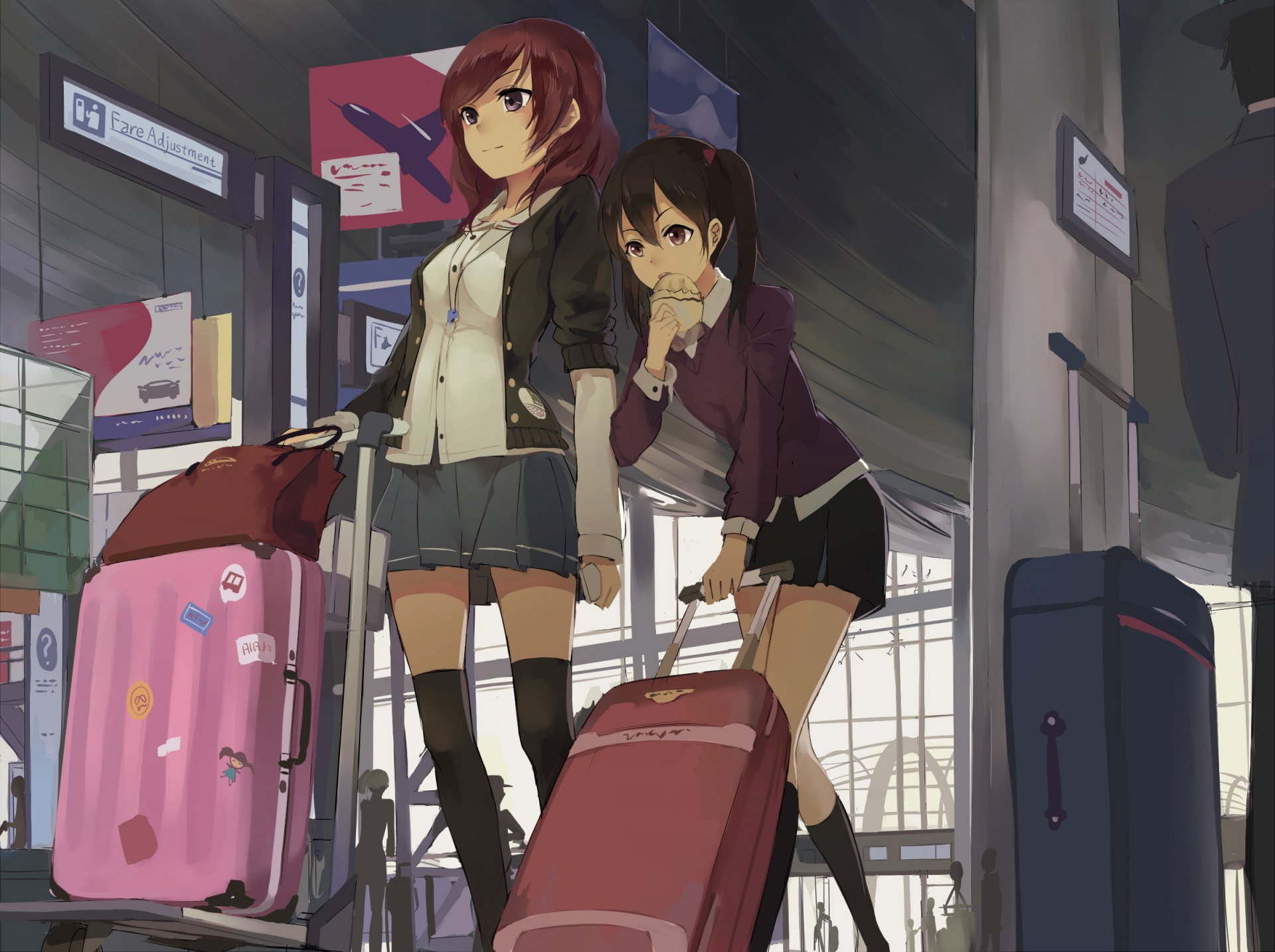 art gensou kuro usagi anime love live school idol project nishikino maki yazawa nico girls bag airport bun