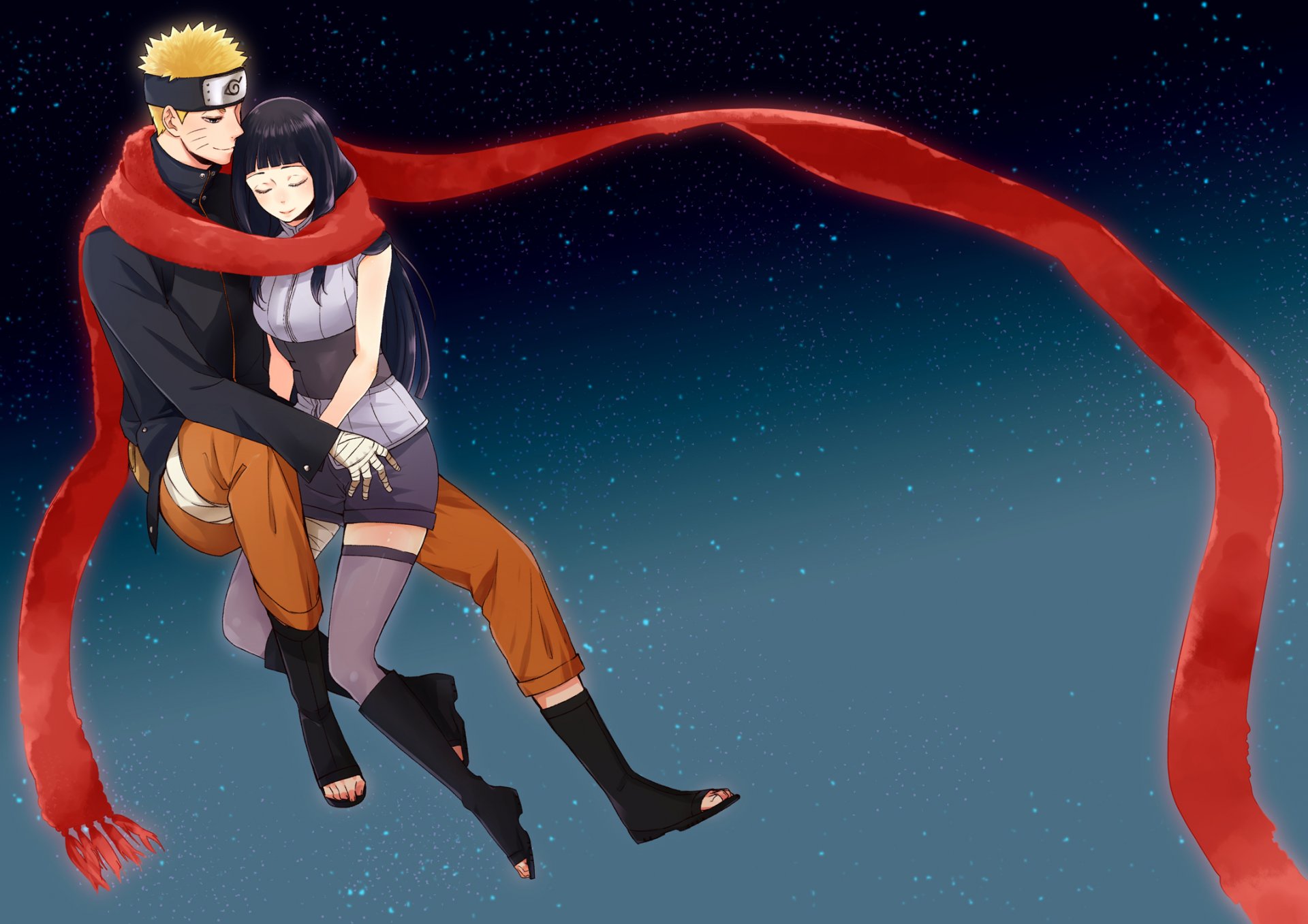 naruto art naruto dernier film hinata ciel étoiles écharpe