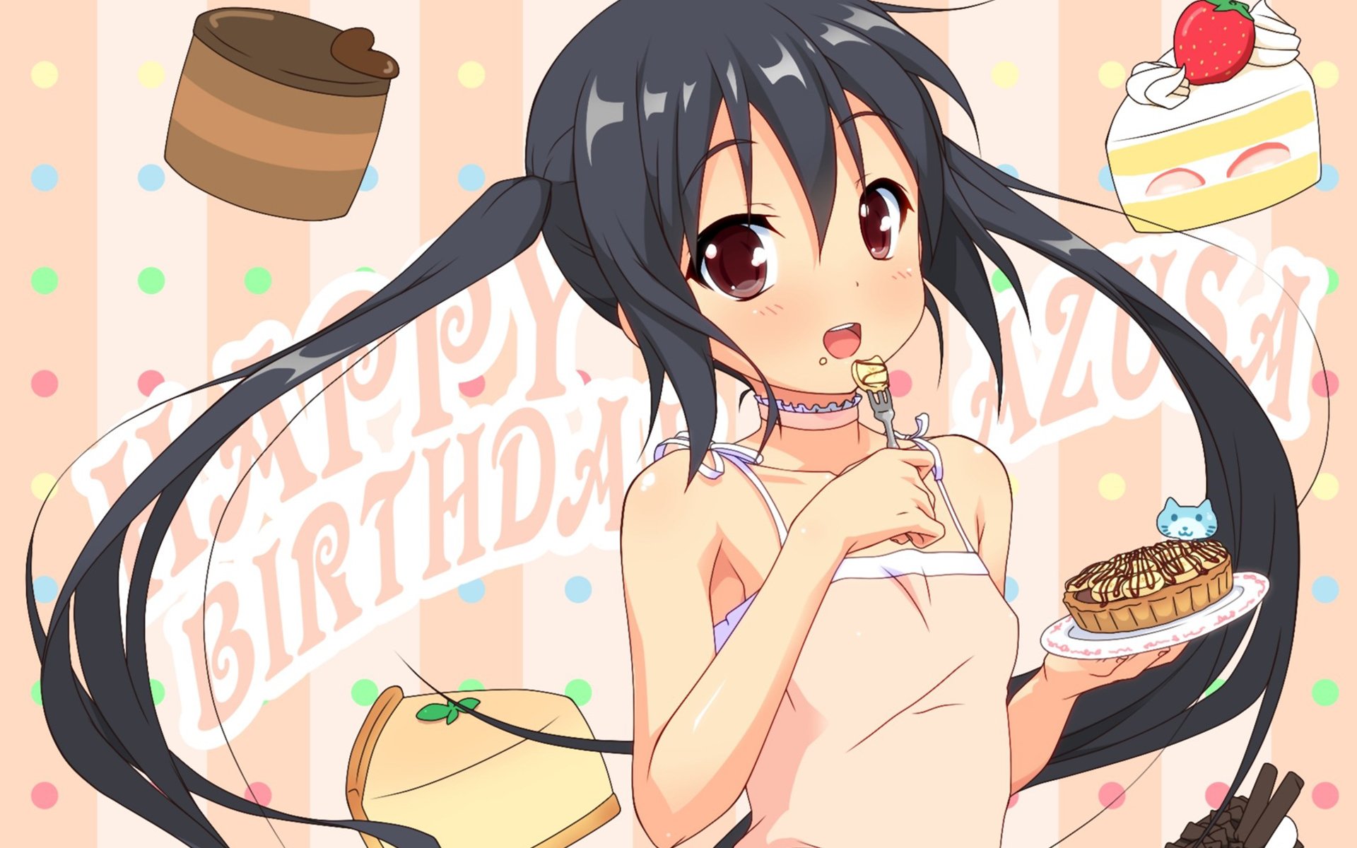 art k10k k-on nakano azusa girl sweet cakes pie