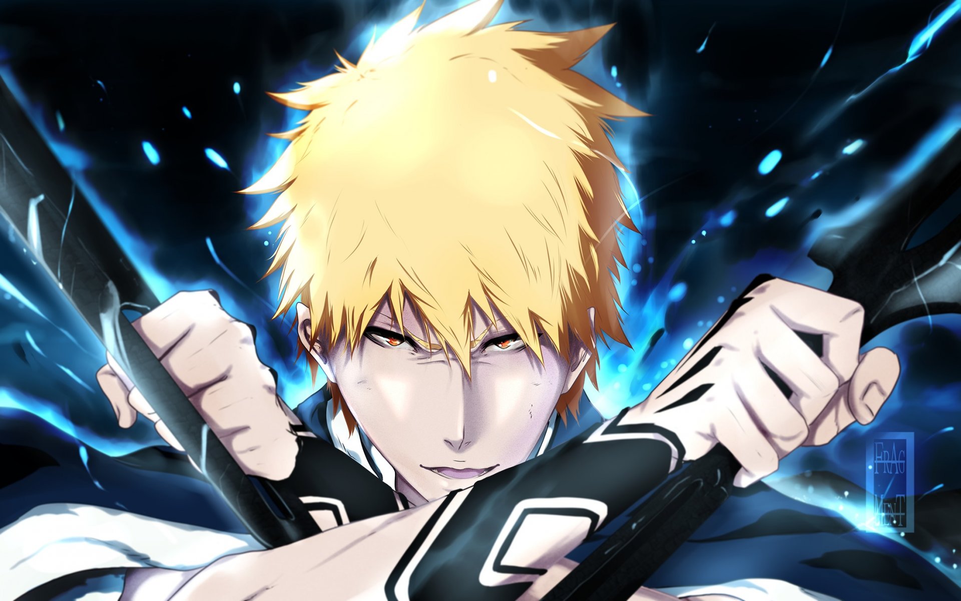 art ifragmentix guy ichigo kurosaki vue sourire arme magie eau de javel eau de javel