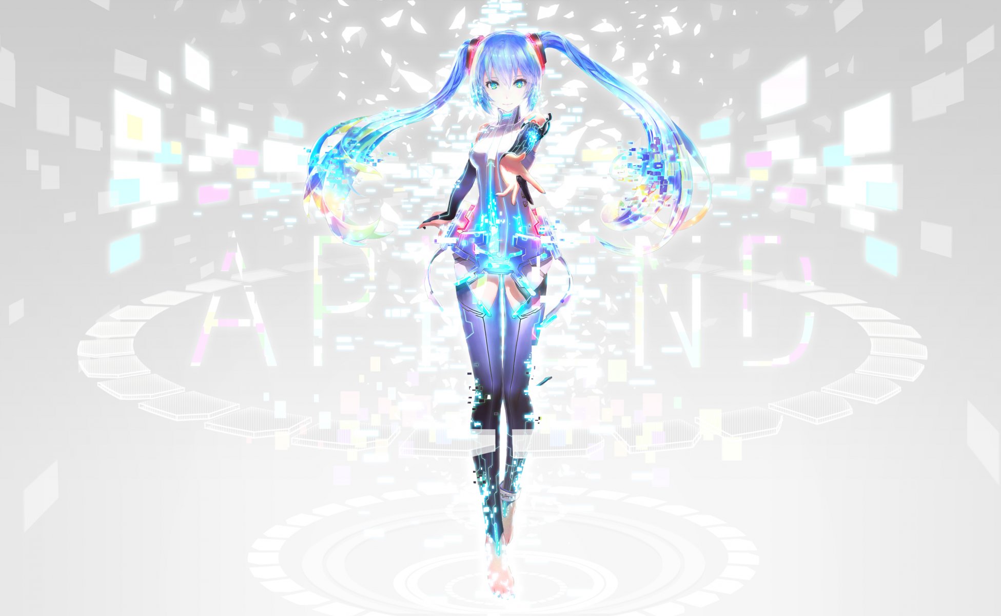 art iori girl hatsune miku look smile gesture background vocaloid vocaloid